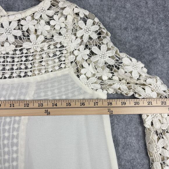 Latiste Top Womens Small Ivory Floral Crochet Lace Sheer Fairy Romantic Whimsy - Picture 9 of 16